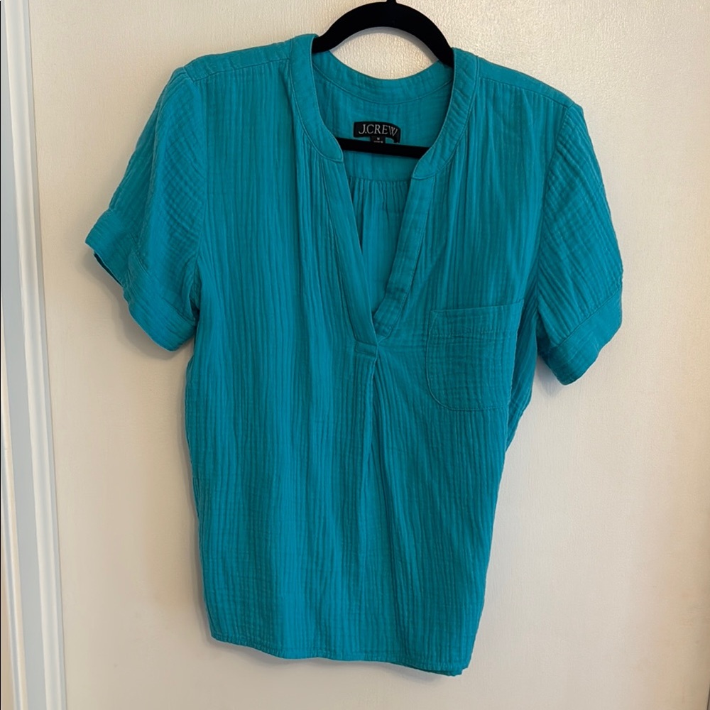J. Crew Women's Vibrant Blue Button Down Shirt